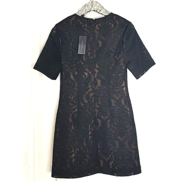 BCBGMaxAzria Dress 2 Black Lace Sheath Ceara Short Sleeve Cocktail - Picture 9 of 11
